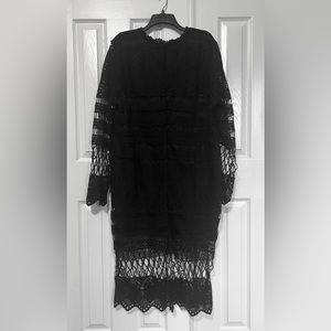 Boohoo Black Lace Paneled Midi Long Sleeve Dress Plus Size 20